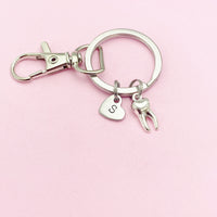 Small Molar Charm Keychain in Silver, N2124