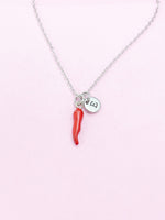 Silver or Gold Red Hot Chili Pepper Charm Necklace, AN1697