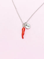 Silver or Gold Red Hot Chili Pepper Charm Necklace, AN1697