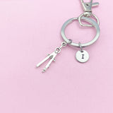 Architect Compass Keychain, Initial Charm, Graduation Gift