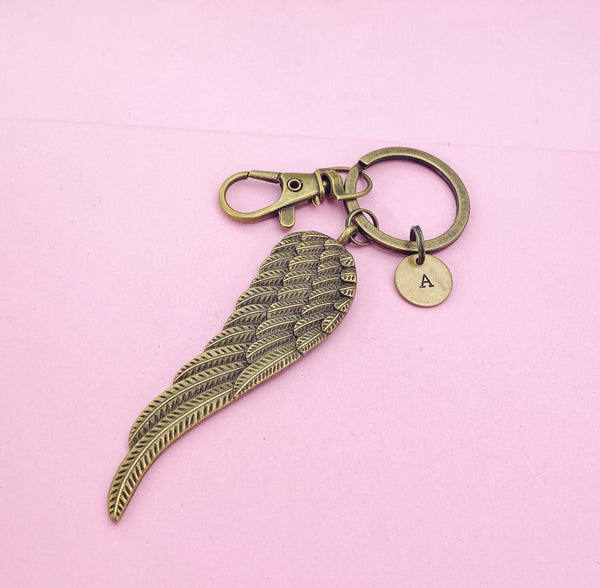 Guardian Angel Wing Keychain in Bronze, N1107