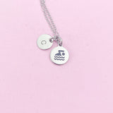 Swim Charm Necklace in Silver Stainless Steel, Swimming Personalized Jewelry, N1086