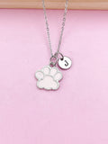 Silver Pink Paw Print Charm Necklace Dog Cat Pet Paw Prints Gifts Ideas Personalized Customized Made to Order, DN5493