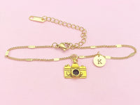 Gold Camera Charm Bracelet, Photography Student Gift, AN3948