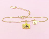 Gold Camera Charm Bracelet, Photography Student Gift, AN3948