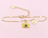Gold Camera Charm Bracelet, Photography Student Gift, B46G