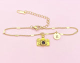 Gold Camera Charm Bracelet, Photography Student Gift, B46G