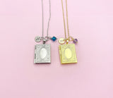 Gold or Silver Book Locket Charm Necklace, BN4917