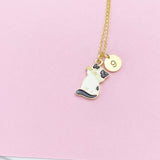 Gold Cute Bicolor Cat Charm Necklace Animal Shelters Workers Gifts Ideas Personalized Customized Made to Order, N5504