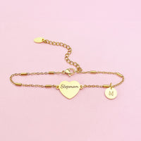 Gold Stepmom Bracelet, Stainless Steel Heart Bracelet, Stepmom Jewelry, Mother's Day Gift, Stepmother Gift, GD261