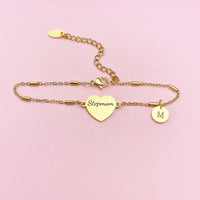 Gold Stepmom Bracelet, Stainless Steel Heart Bracelet, Stepmom Jewelry, Mother's Day Gift, Stepmother Gift, GD261