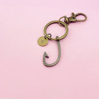 Bronze Fishhook Charm Keyring, N5582