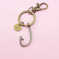 Bronze Fishhook Charm Keyring, N5582