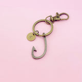 Bronze Fishhook Charm Keyring, N5582