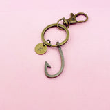 Bronze Fishhook Charm Keyring, N5582