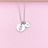 Silver Morning Glory Necklace, September Birthday Gift, Flower Jewelry Gift, AN3833