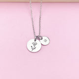 Silver Morning Glory Necklace, September Birthday Gift, Flower Jewelry Gift, AN3833