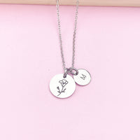 Silver Morning Glory Necklace, September Birthday Gift, Flower Jewelry Gift, AN3833