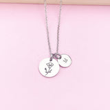 Silver Morning Glory Necklace, September Birthday Gift, Flower Jewelry Gift, AN3833