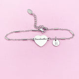 Gold or Silver Grandmother Heart Charm Bracelet, Grandmother Jewelry Gift, D286