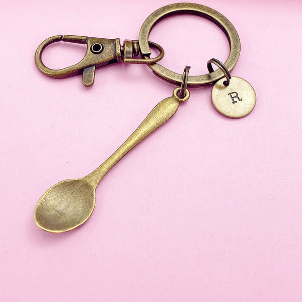 Bronze Kitchen Utensil Spoon Charm Keychain, Personalized Keychain, N2663