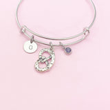 Silver Pretzel Charm Bracelet, Personalized Gift, N675