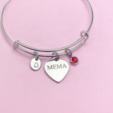 Mema Heart Stainless Steel Bracelet, Mother's Day Gift, Personalized Gift, D453