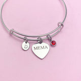 Mema Heart Stainless Steel Bracelet, Mother's Day Gift, Personalized Gift, D453