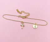 Gold Small Cross Charm Bracelet, AN4127