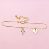 Gold Small Cross Charm Bracelet, AN4127