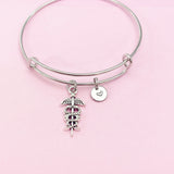 Silver Caduceus Charm Bracelet, N761