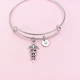 Silver Caduceus Charm Bracelet, N761