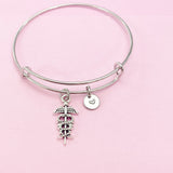 Silver Caduceus Charm Bracelet, N761