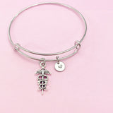 Silver Caduceus Charm Bracelet, N761