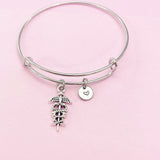 Silver Caduceus Charm Bracelet, N761