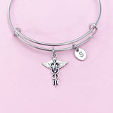 Silver Veterinarian Caduceus Charm Bracelet, AN1707