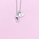 Silver Tooth Charm Necklace, Dental Hygiene Gift Dentist Gift, BN1326