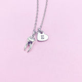 Silver Tooth Charm Necklace, Dental Hygiene Gift Dentist Gift, BN1326