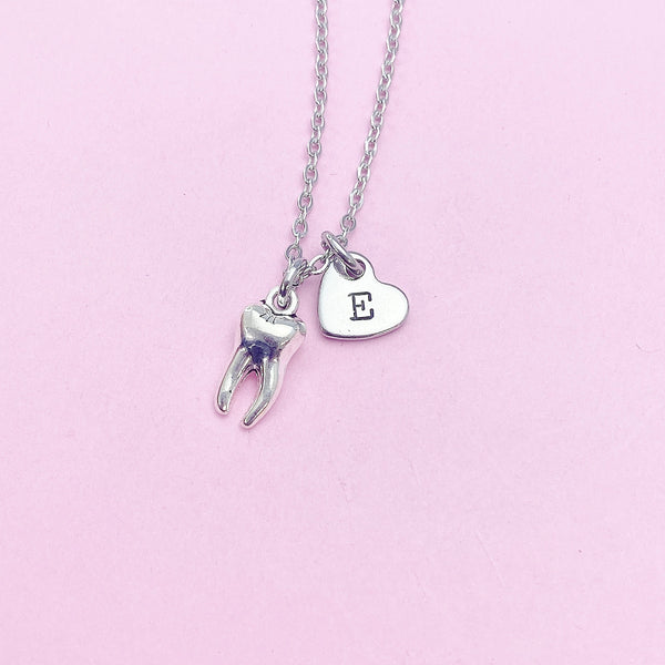 Silver Tooth Charm Necklace, Dental Hygiene Gift Dentist Gift, BN1326