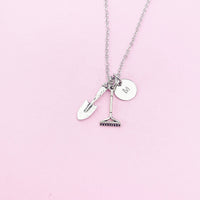 Silver Shovel Rake Charm Necklace, N1895