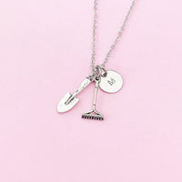 Silver Shovel Rake Charm Necklace, N1895