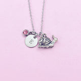 Silver Snail Charm Necklace Naturalist Gifts Ideas Personalized Customized Jewelry, AN2098