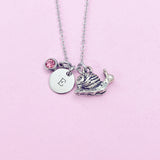 Silver Snail Charm Necklace Naturalist Gifts Ideas Personalized Customized Jewelry, AN2098