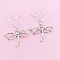 Silver Dragonfly Earrings Birthday Gift, N5583