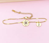 Gold Compass Bracelet, Graduation Gift, D454