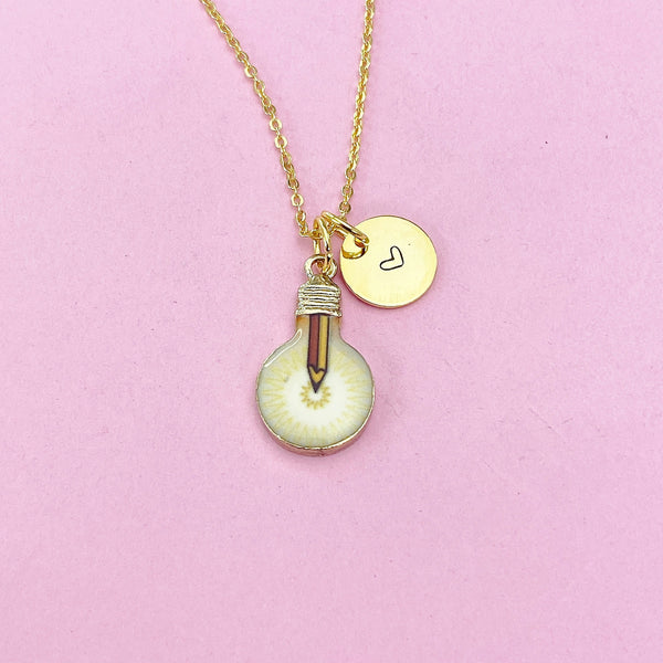 Gold Light Bulb Charm Necklace, N2014