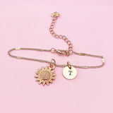 Rose Gold Sunflower Bracelet Flower Jewelry, N1573A
