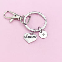 Silver Godfather Charm Personalized Keychain, N912