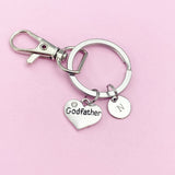 Silver Godfather Charm Personalized Keychain, N912