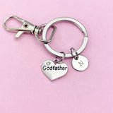 Silver Godfather Charm Personalized Keychain, N912